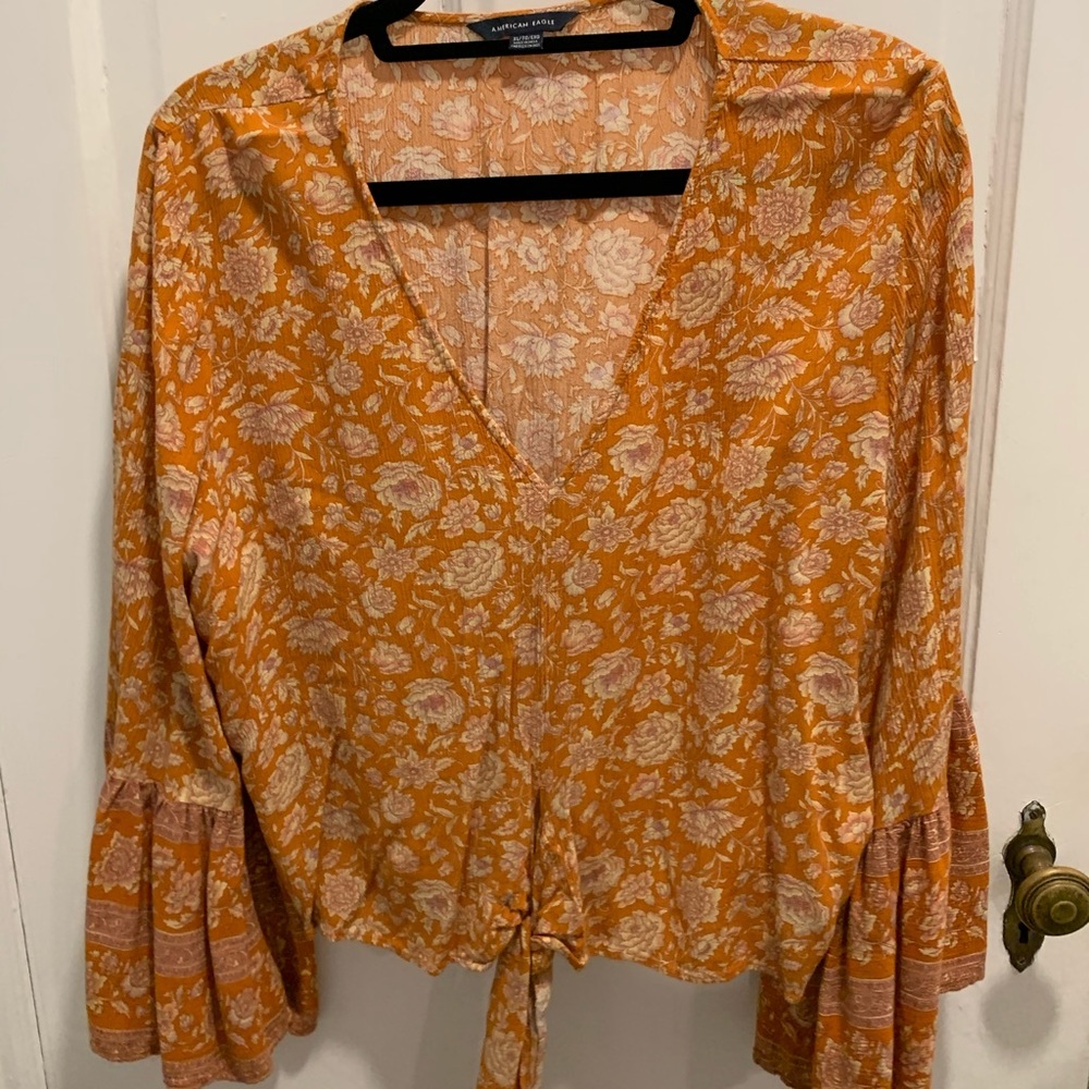 Orange Print Blouse